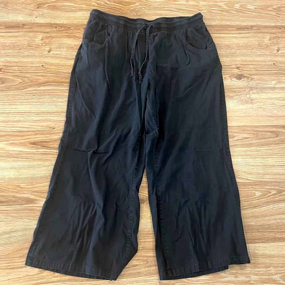 Hongsui - Linen Wide Leg Black Pants